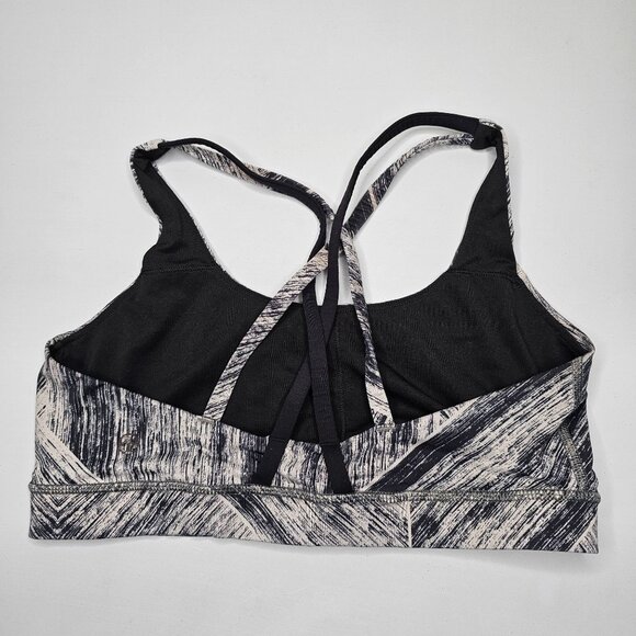 Lululemon 8 Black Grey Energy Sports Bra Strappy Race Back Gym Yoga - Picture 2 of 5
